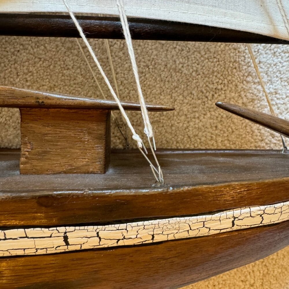 Vintage 31" Tall Wooden Sailboat - Picture 6 of 6
